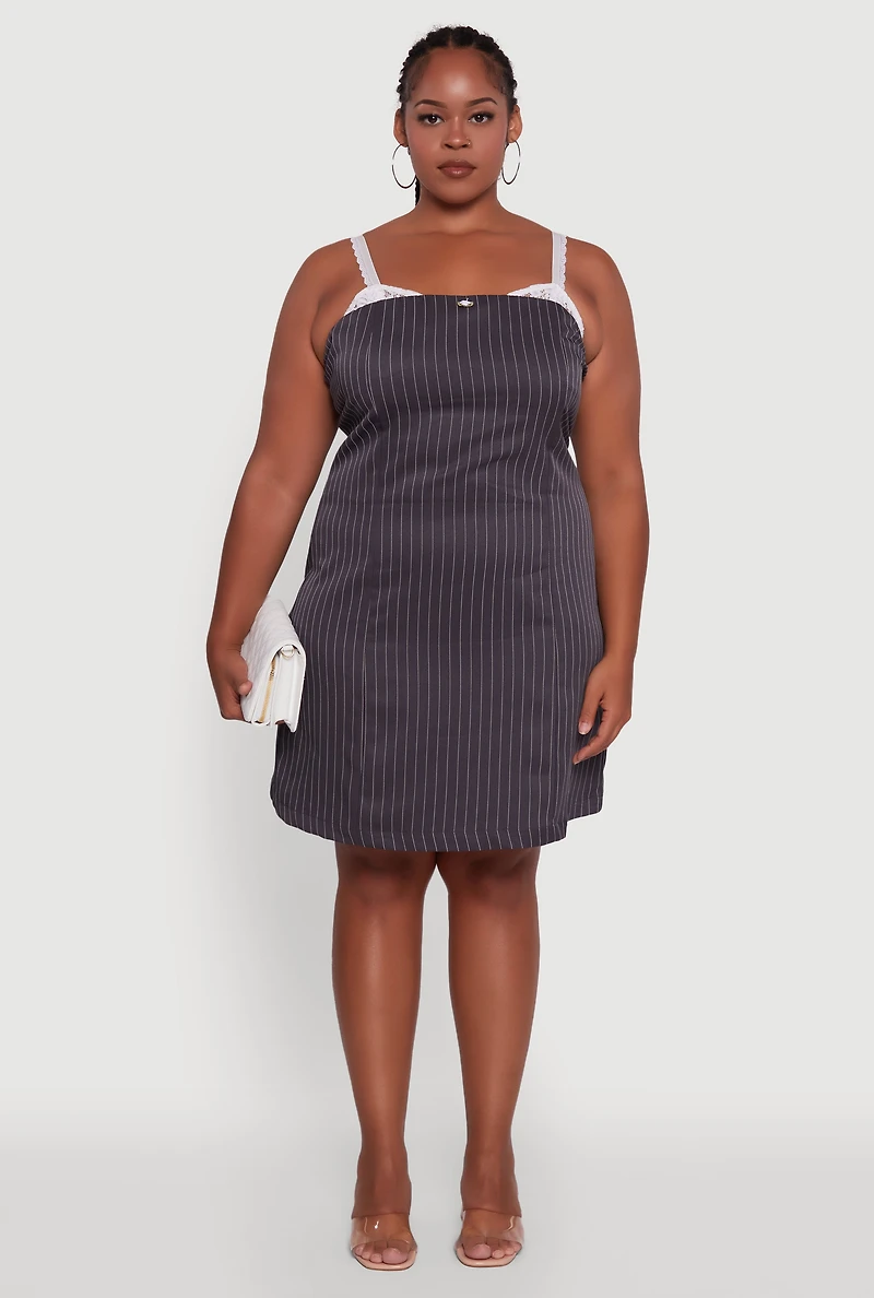 Womens Plus Lace Detail Sleeveless Sheath Dress, Multi,