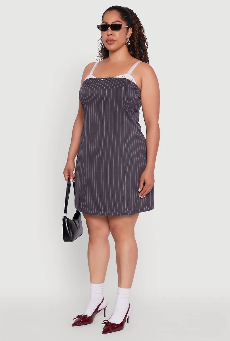 Womens Plus Lace Detail Sleeveless Sheath Dress, Multi,
