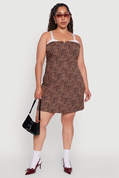 Womens Plus Size Lace Detail Sleeveless Sheath Dress, Multi, Size 2X