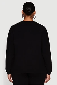 Womens Plus Boat Neck Pullover Sweater, 1X
