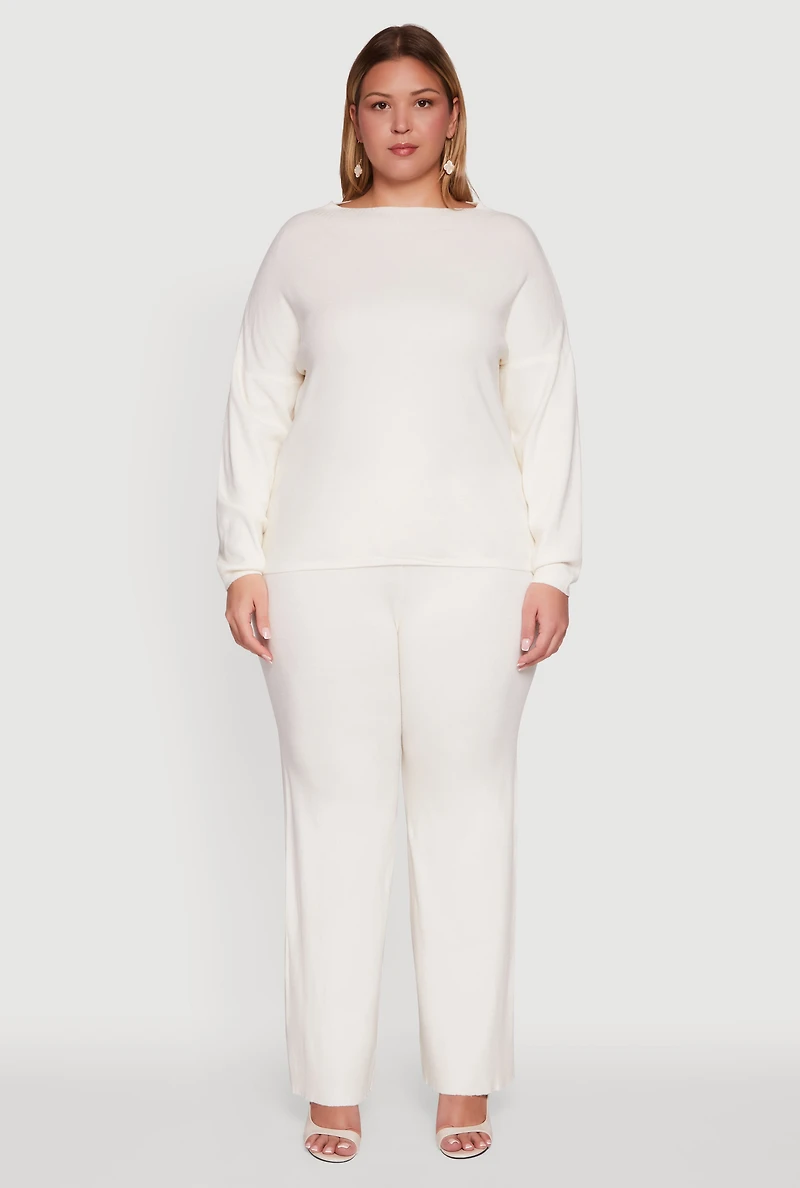 Plus Boat Neck Pullover Sweater