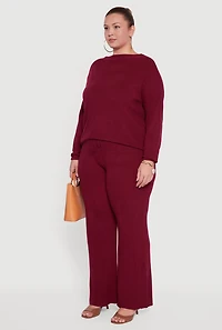Womens Plus Size Boat Neck Pullover Sweater, , Size 1X