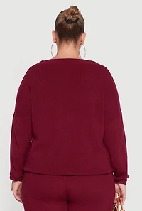 Womens Plus Size Boat Neck Pullover Sweater, , Size 1X