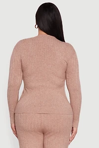 Womens Plus Size Cable Knit Long Sleeve Crew Neck Sweater, Beige, Size 1X