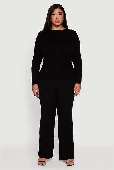 Womens Plus Cable Knit Drawstring Detail Pants,