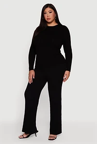 Womens Plus Cable Knit Drawstring Detail Pants,