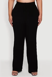 Womens Plus Cable Knit Drawstring Detail Pants,