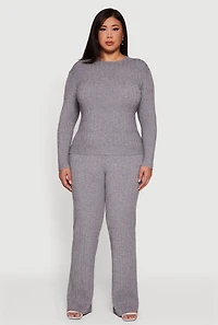 Plus Cable Knit Drawstring Detail Pants