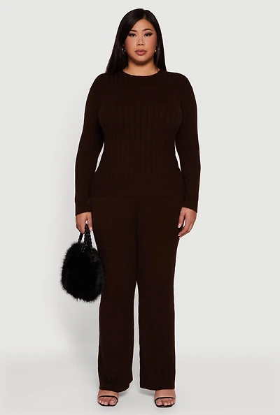 Womens Plus Cable Knit Drawstring Detail Pants,