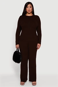 Plus Cable Knit Drawstring Detail Pants