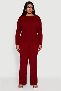 Plus Cable Knit Drawstring Detail Pants