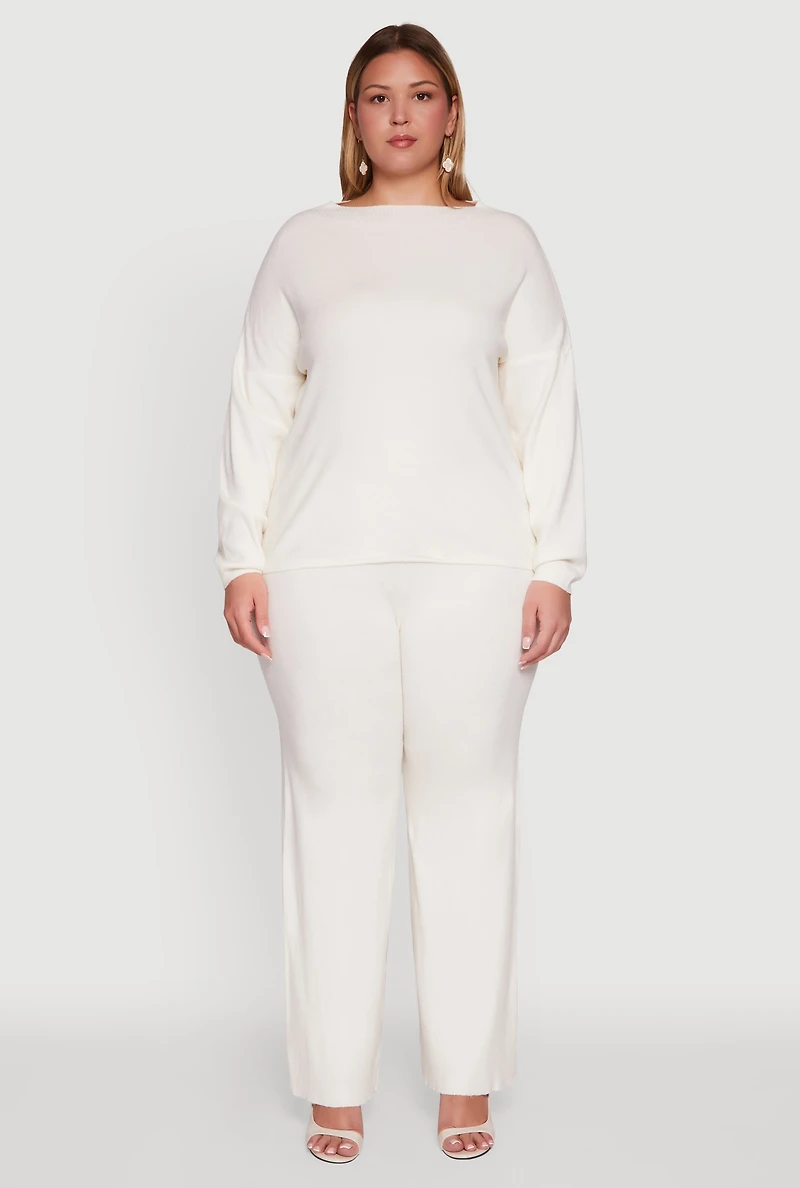 Plus Drawstring Detail Pull On Wide Leg Pants