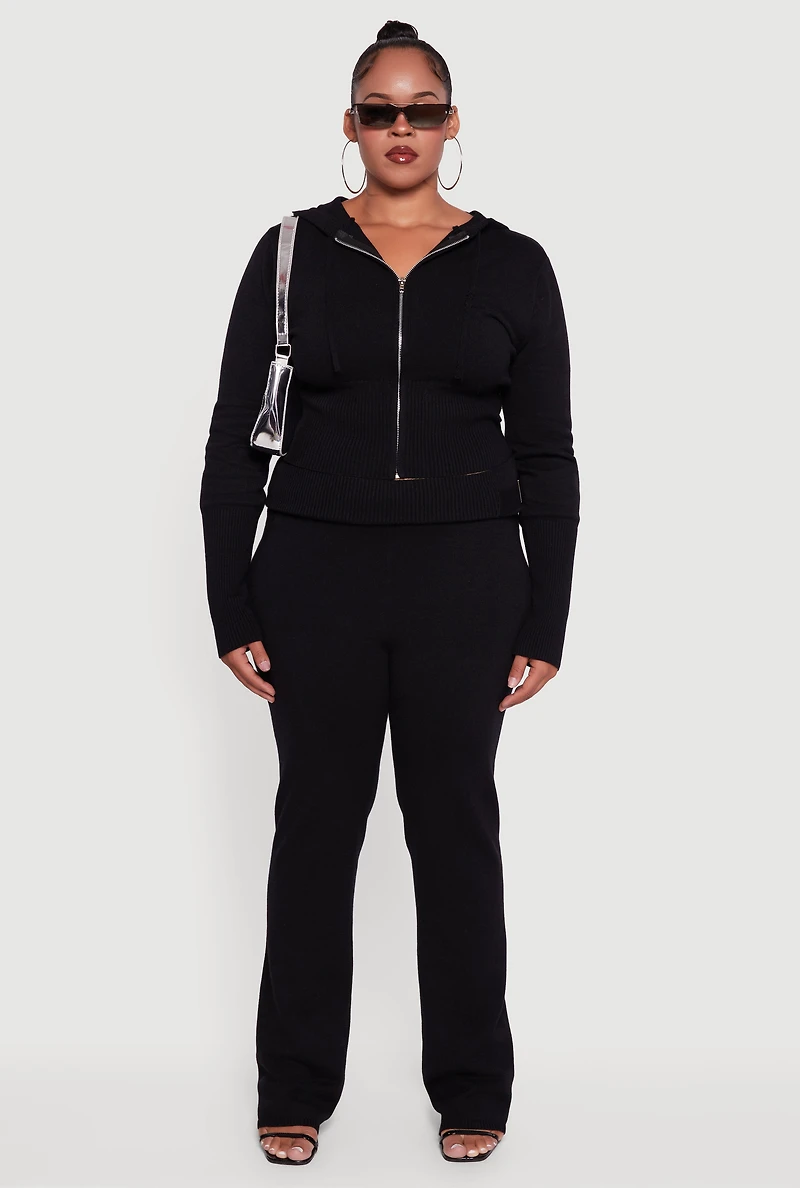 Womens Plus Metallic Buckle Detail High Waisted Pants,