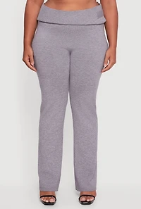 Plus Metallic Buckle Detail High Waisted Pants