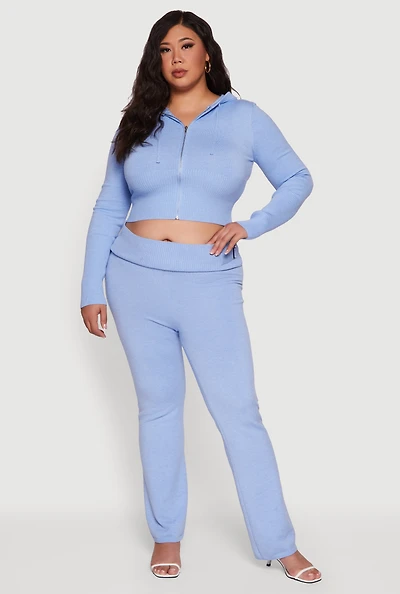 Womens Plus Metallic Buckle Detail High Waisted Pants,