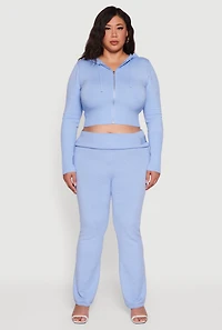 Plus Metallic Buckle Detail High Waisted Pants