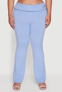 Womens Plus Metallic Buckle Detail High Waisted Pants,