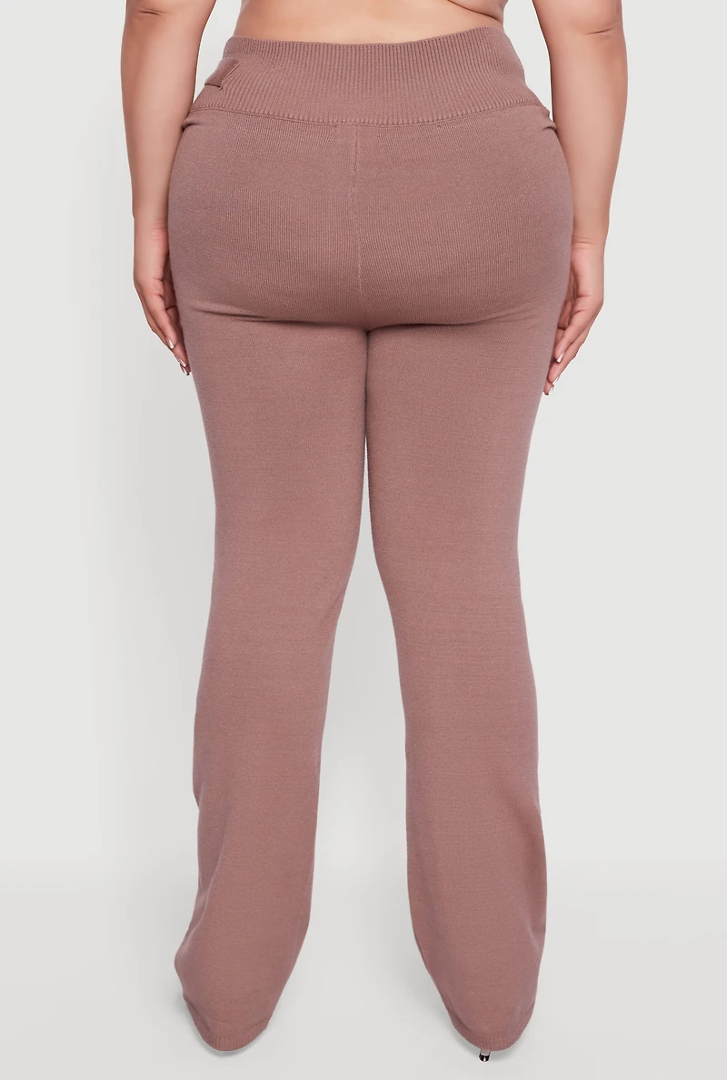Plus Metallic Buckle Detail High Waisted Pants