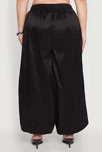 Womens Plus Size Nylon Parachute Pants, Black, Size 3X
