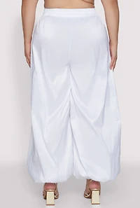 Womens Plus Size Nylon Parachute Pants, White, Size 2X
