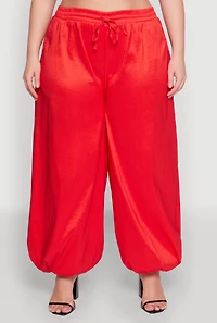 Womens Plus Size Nylon Parachute Pants, Red, Size 3X
