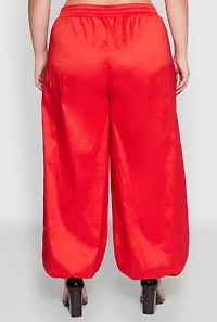 Womens Plus Size Nylon Parachute Pants, Red, Size 3X