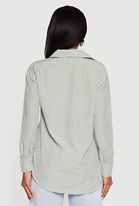 Pinstripe Satin Bow Poplin Shirt
