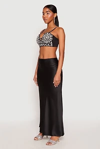 Womens Rhinestone Convertible Bustier Top, Black, Size S