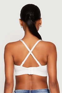 Womens Rhinestone Convertible Bustier Top, White,