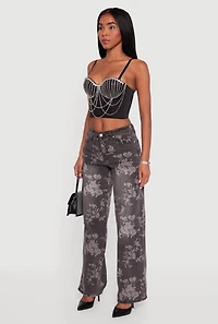 Layered Rhinestone Convertible Bustier Crop Top