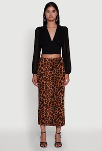 Womens Chiffon Bubble Sleeve Cropped Corset Top,