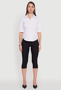 Womens Collared Button Front Shirt, White, Size XL