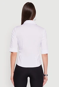 Womens Collared Button Front Shirt, White, Size XL