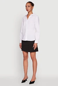 Womens Button Front Classic Fit Long Sleeve Shirt, White, Size S