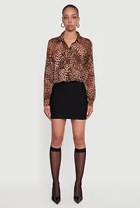 Long Sleeve Leopard Print Button Front Shirt
