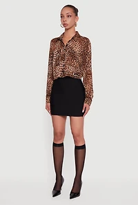 Long Sleeve Leopard Print Button Front Shirt