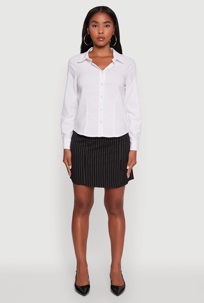 Iris Classic Fit Solid Button Front Long Sleeve Shirt