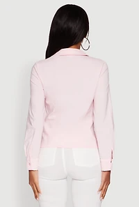 Womens Iris Classic Fit Solid Button Front Long Sleeve Shirt, Pink, Size M