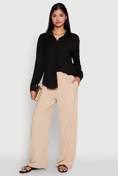 Womens Iris Gauze Knit Button Front Shirt, S