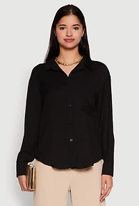 Womens Iris Gauze Knit Button Front Shirt, S