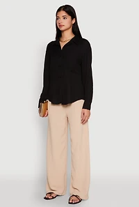 Womens Iris Gauze Knit Button Front Shirt,