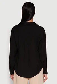 Womens Iris Gauze Knit Button Front Shirt, S