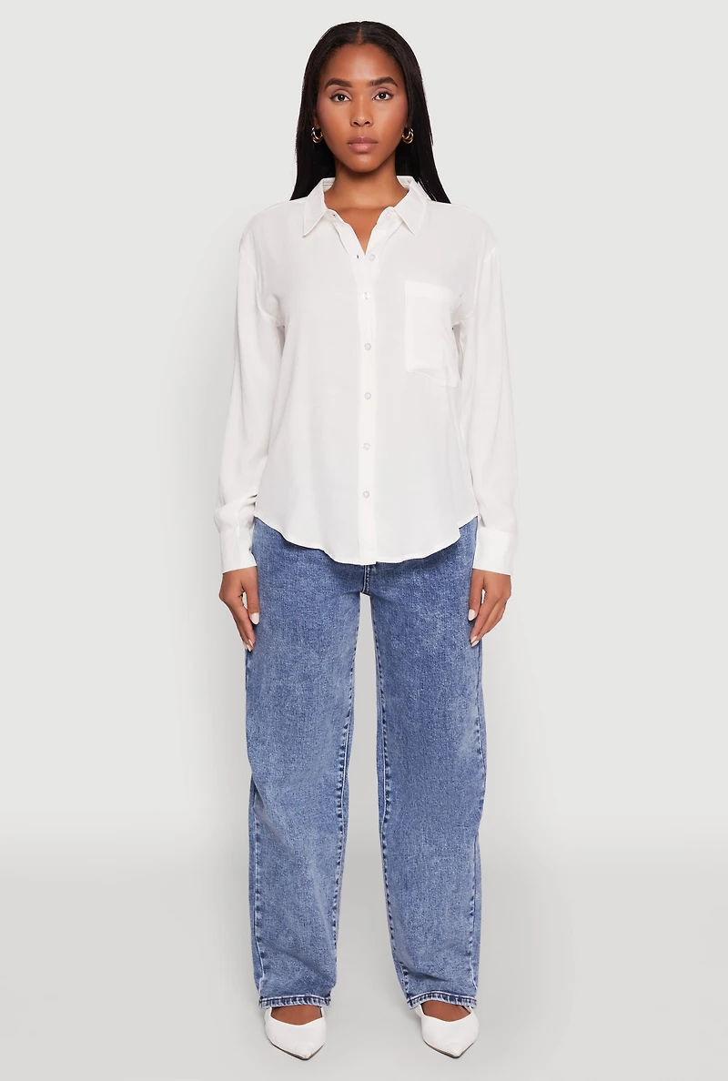 Womens Iris Gauze Knit Button Front Shirt, White, Size S