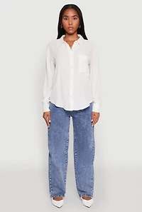 Womens Iris Gauze Knit Button Front Shirt, White, Size S