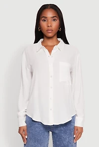 Womens Iris Gauze Knit Button Front Shirt, White, Size S