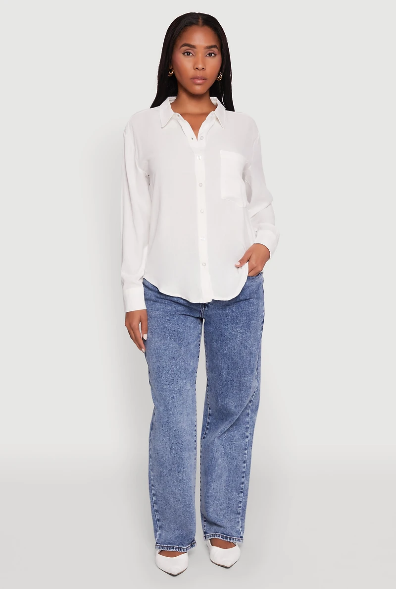 Womens Iris Gauze Knit Button Front Shirt, White, Size S