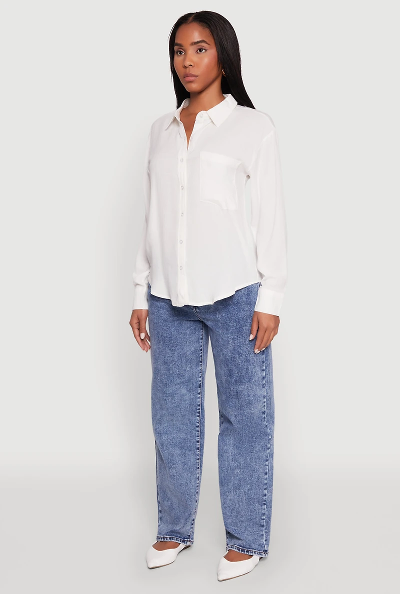 Womens Iris Gauze Knit Button Front Shirt, White, Size S