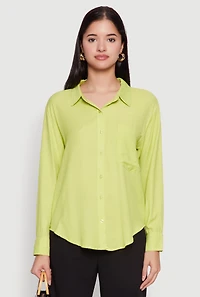 Womens Iris Gauze Knit Button Front Shirt, S