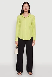 Womens Iris Gauze Knit Button Front Shirt, S