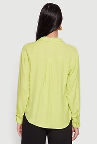 Womens Iris Gauze Knit Button Front Shirt, S